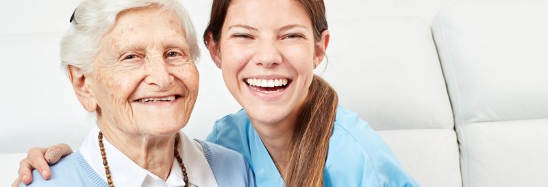 senior home care services nurse with senior woman